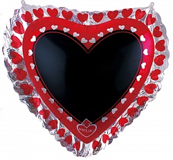 Фольгированный шар " Фигура, Для надписей (сердце) с маркером" (89 см)